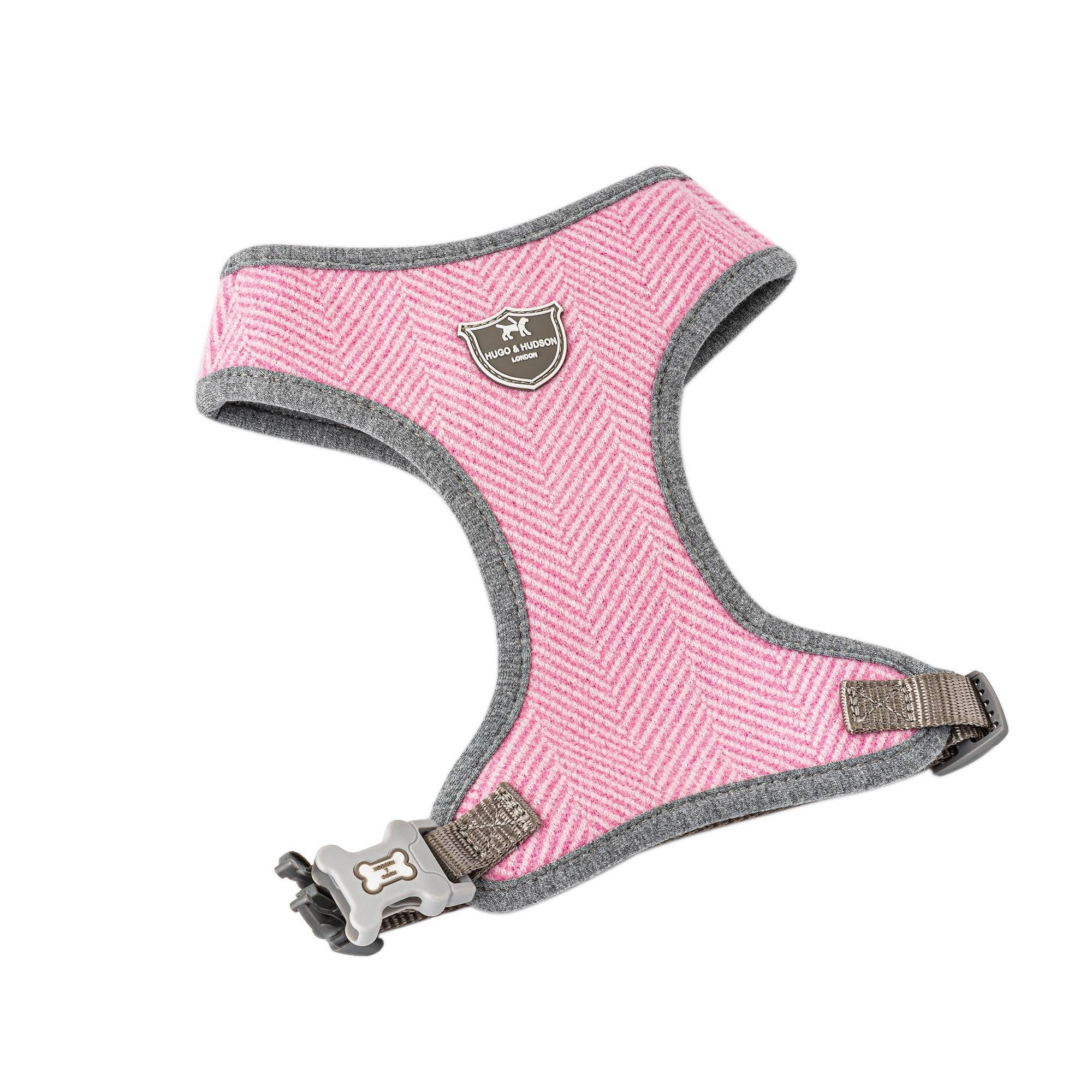 Pink Herringbone Tweed Dog Harness Addison s Clawset